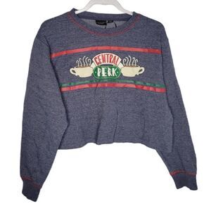 FRIENDS Central Perk blue crew neck cropped sweatshirt M‎